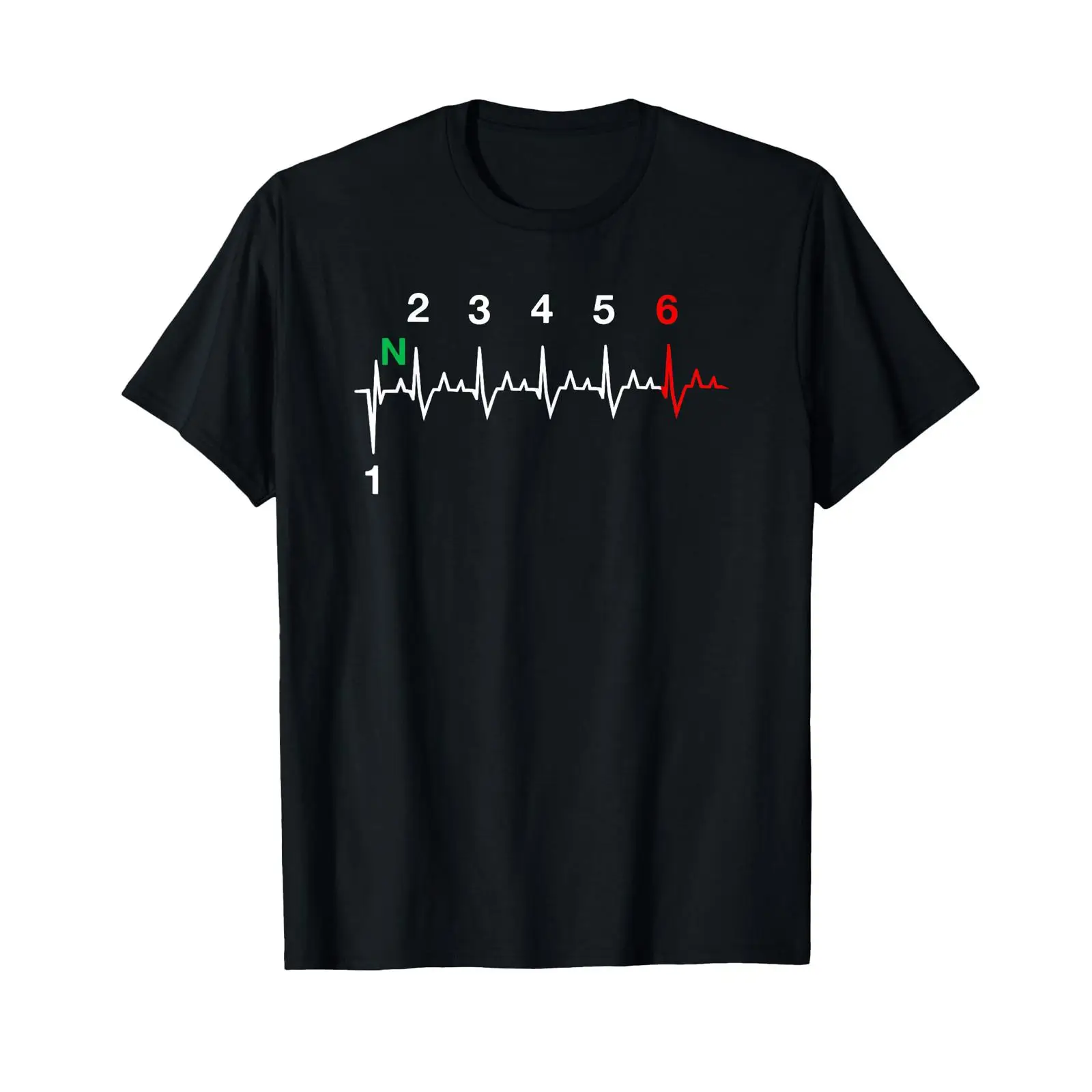 Motorcycle Gear Wash - 1N23456 オートバイギアシフト EKG ハートビート面白いバイカーライダーカジュアル Tシャツヴィンテージウォッシュトップ日常着用通気性