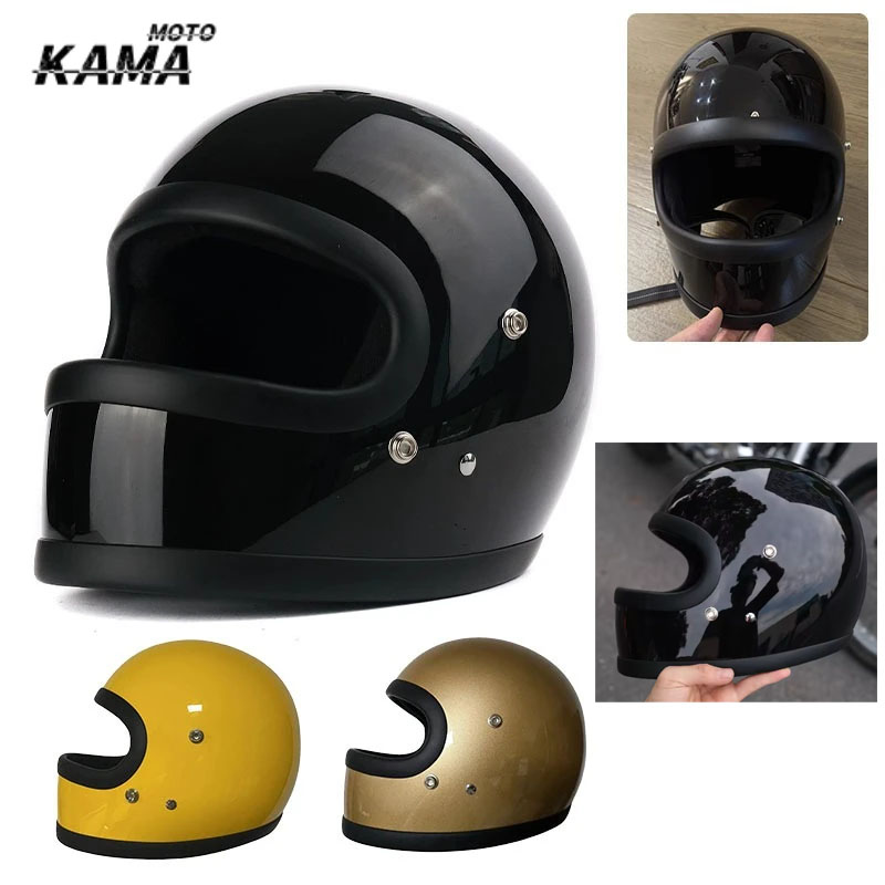 Motorcycle Gear Japan - ホットジャパンテックグラスファイバーフルフェイスヘルメットヴィンテージオートバイヘルメットカスコモトカパセテDOT安全バイクギアクラシックデザイン