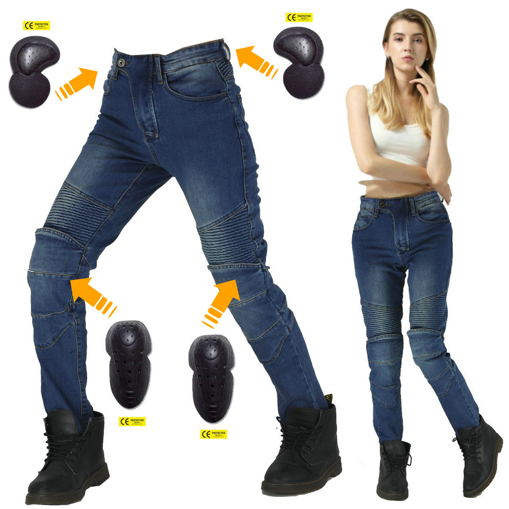Motorcycle Gear Wash - プロ仕様保護ギア女性用バイクライディングジーンズ転倒防止保護デニムパンツ伸縮性カジュアルオフロードパンツ