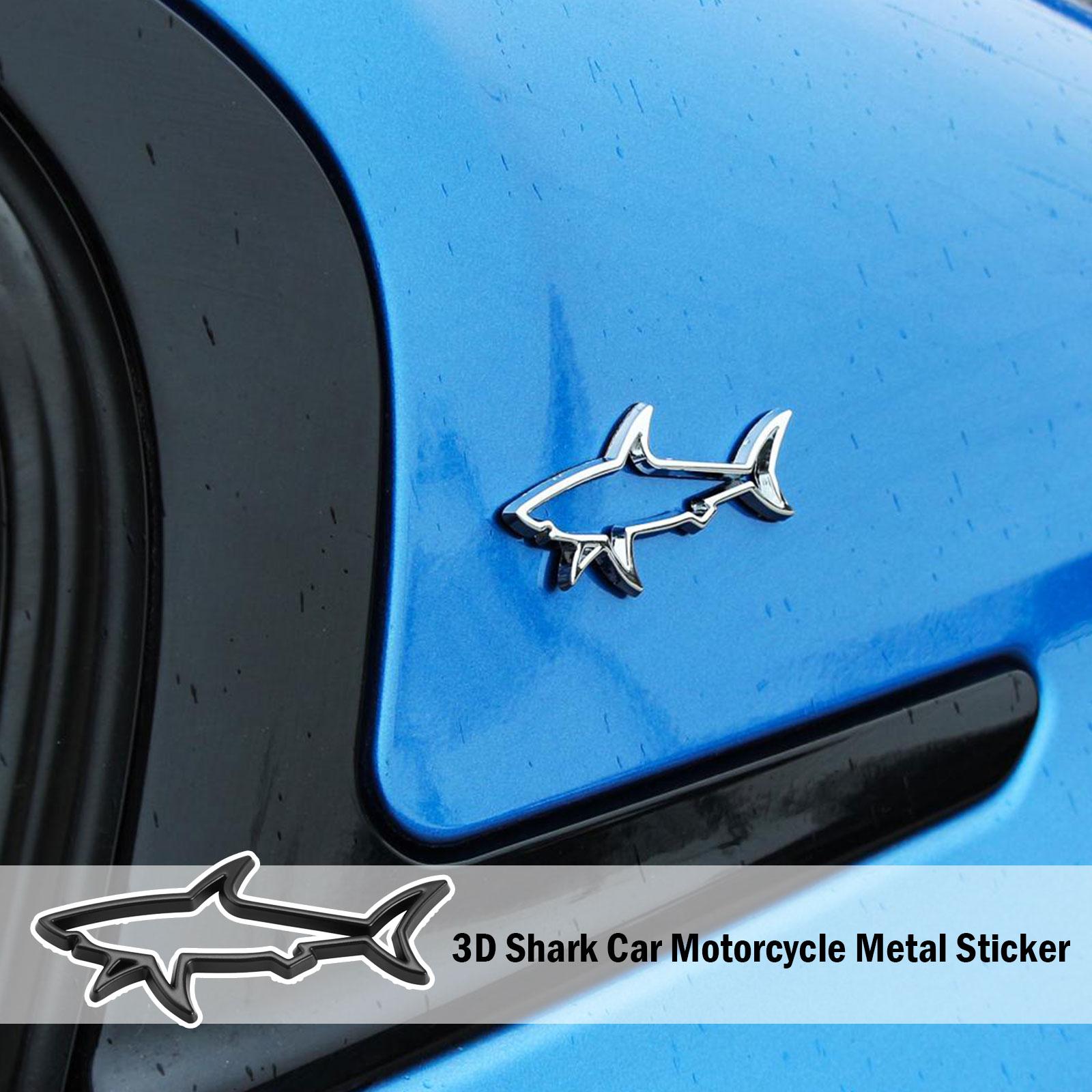 3D 金属カースタイリングステッカー中空魚サメエンブレムバッ - Motorcycle Gear Logo のレビューと価格