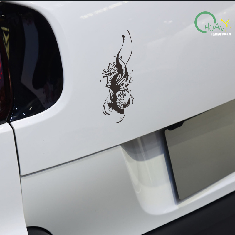 水墨画の黒蓮のトーテム柄の車用ステッカー；花柄の車体デカール - Motorcycle Gear Wash のレビューと価格